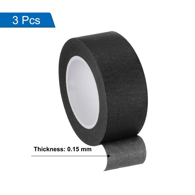3 Pcs 1 Inch Wide 14 Yards Black Masking Tape Painters Tape Rolls