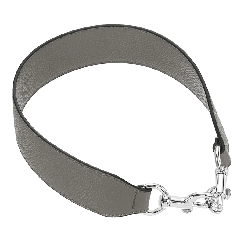 22.83" PU Leather Short Bag Strap with Clasp Grey Silver Buckle