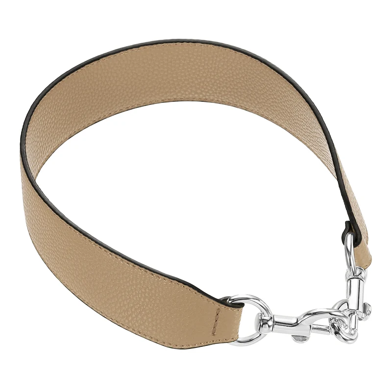 22.83" PU Leather Short Bag Strap with Clasp, Tawny, Silver Buckle
