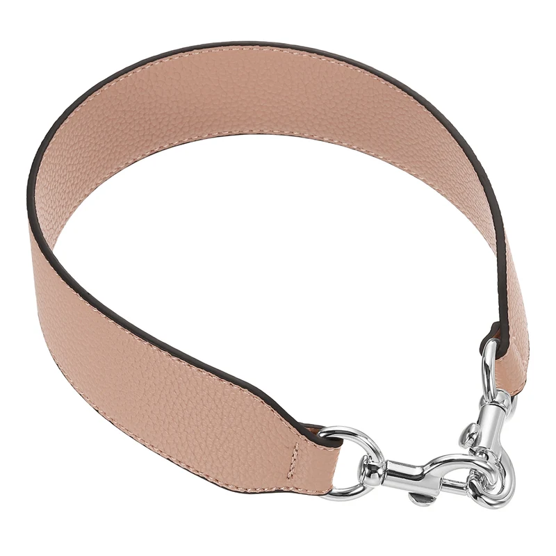 22.83" PU Leather Short Bag Strap with Clasp, Pink, Silver Buckle