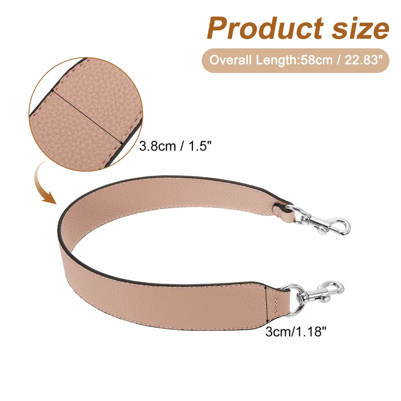 22.83" PU Leather Short Bag Strap with Clasp, Pink, Silver Buckle