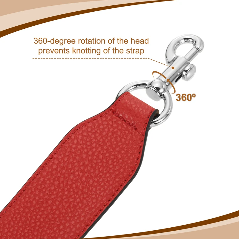 22.83" PU Leather Short Bag Strap with Clasp, Red, Silver Buckle