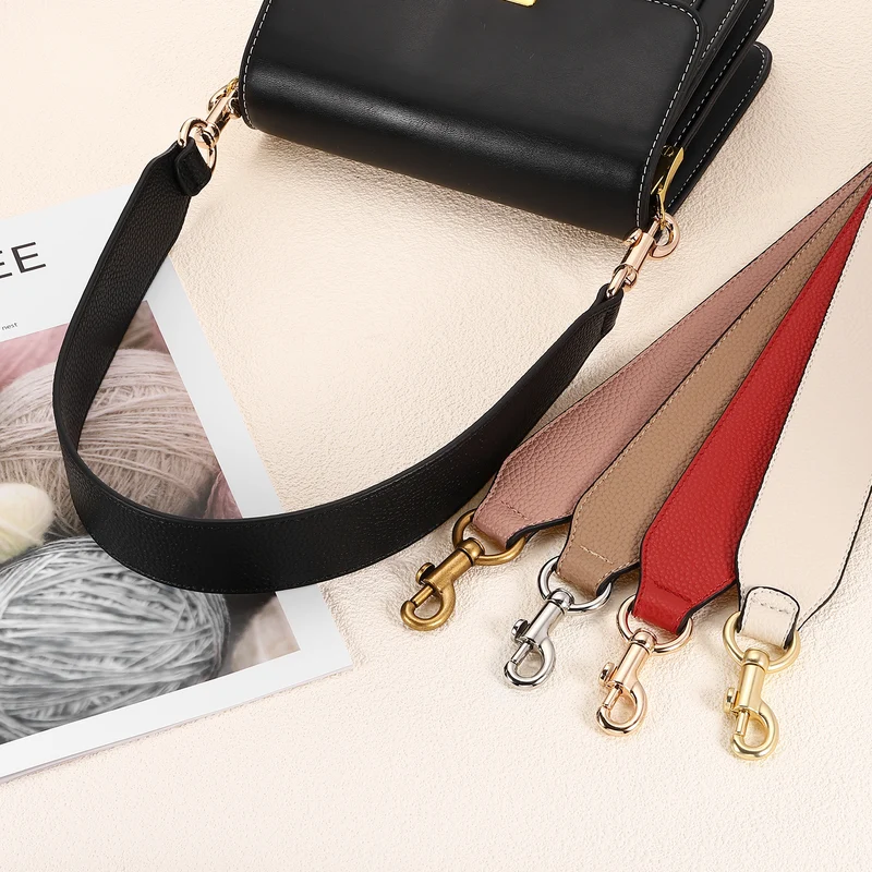 22.83" PU Leather Short Bag Strap with Clasp, Red, Silver Buckle