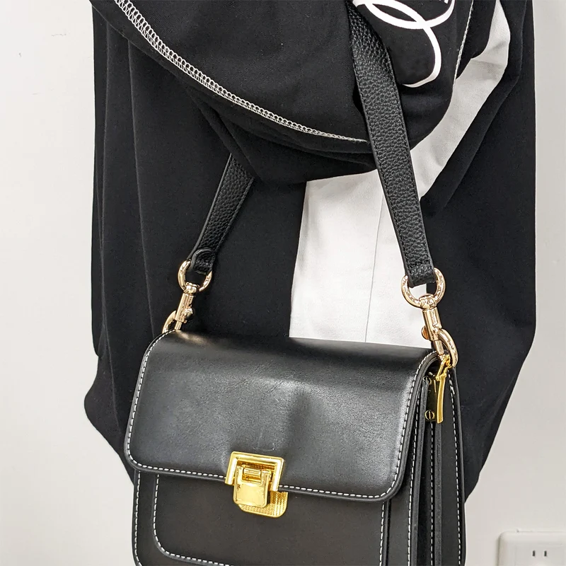 22.83" PU Leather Short Bag Strap with Clasp, Red, Silver Buckle