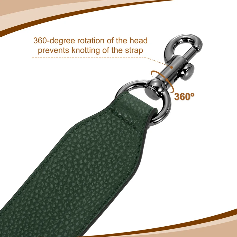 22.83" PU Leather Short Bag Strap with Clasp, Dark Green, Metallic Black Buckle