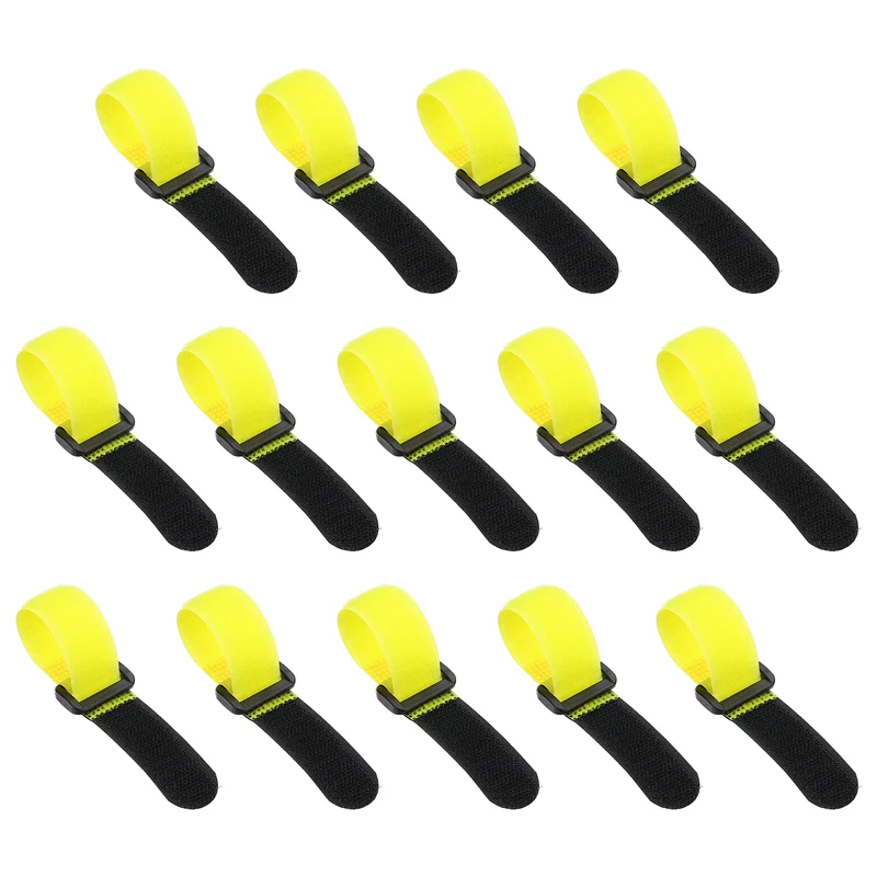14pcs Reusable Cinch Strap 1.1"x6.3" Hook and Loop Cable Securing Strap Yellow