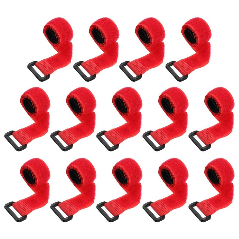 14pcs Reusable Cinch Strap 1.1"x16" Hook and Loop Cable Securing Strap Red