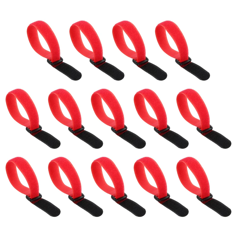 14pcs Reusable Cinch Strap 1.1"x10" Hook and Loop Cable Securing Strap Red