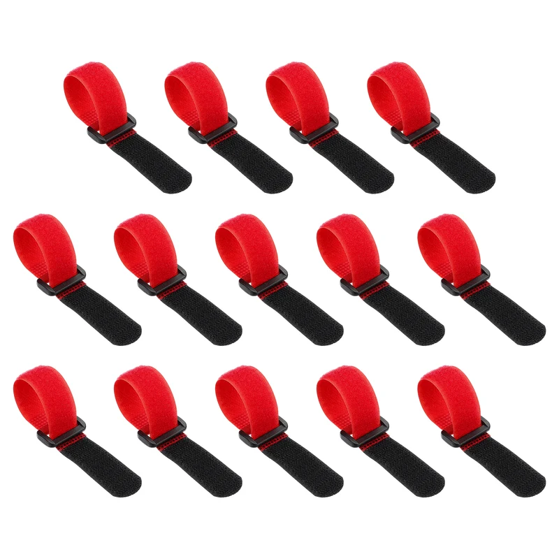 14pcs Reusable Cinch Strap 1.1"x6.5" Hook and Loop Cable Securing Strap Red