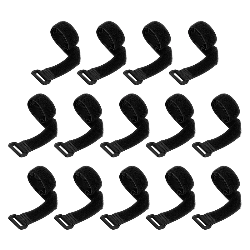 14pcs Reusable Cinch Strap 1.1"x20" Hook and Loop Cable Securing Strap Black