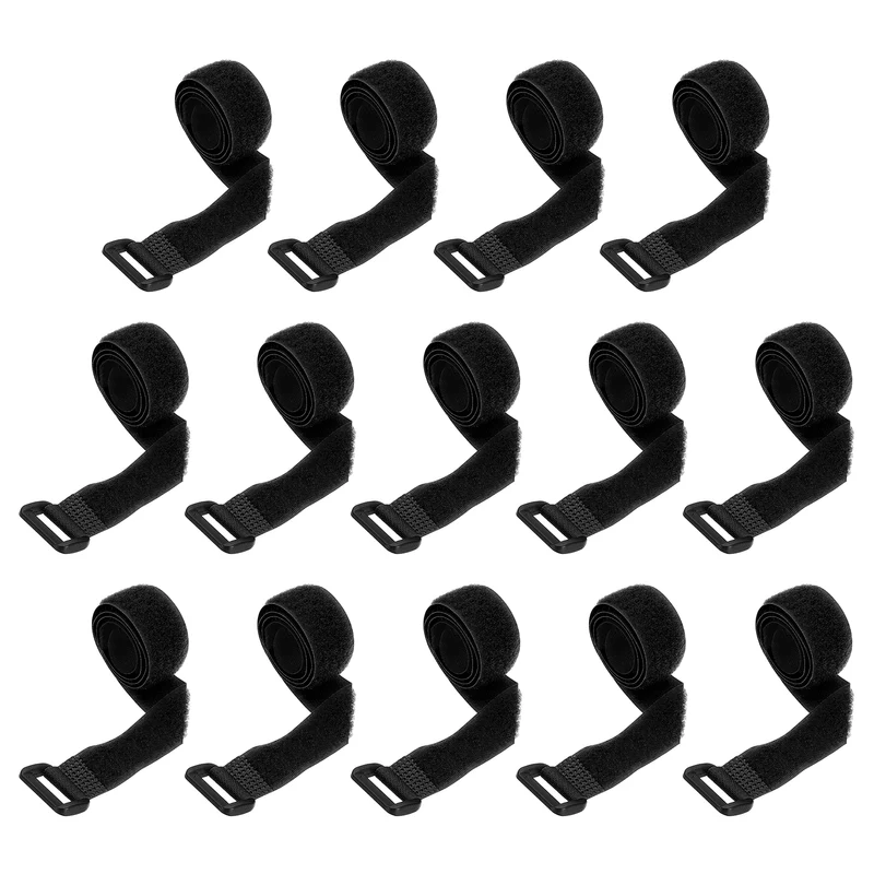14pcs Reusable Cinch Strap 1.1"x18" Hook and Loop Cable Securing Strap Black