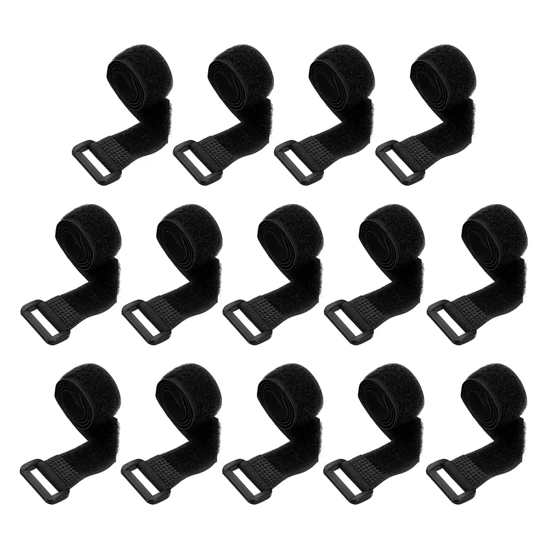 14pcs Reusable Cinch Strap 1.1"x16" Hook and Loop Cable Securing Strap Black