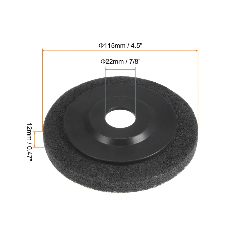 5pcs Nylon Fiber Polishing Wheel 4.5" x 7/8" Abrasive Sanding Disc 320 Grit Gray