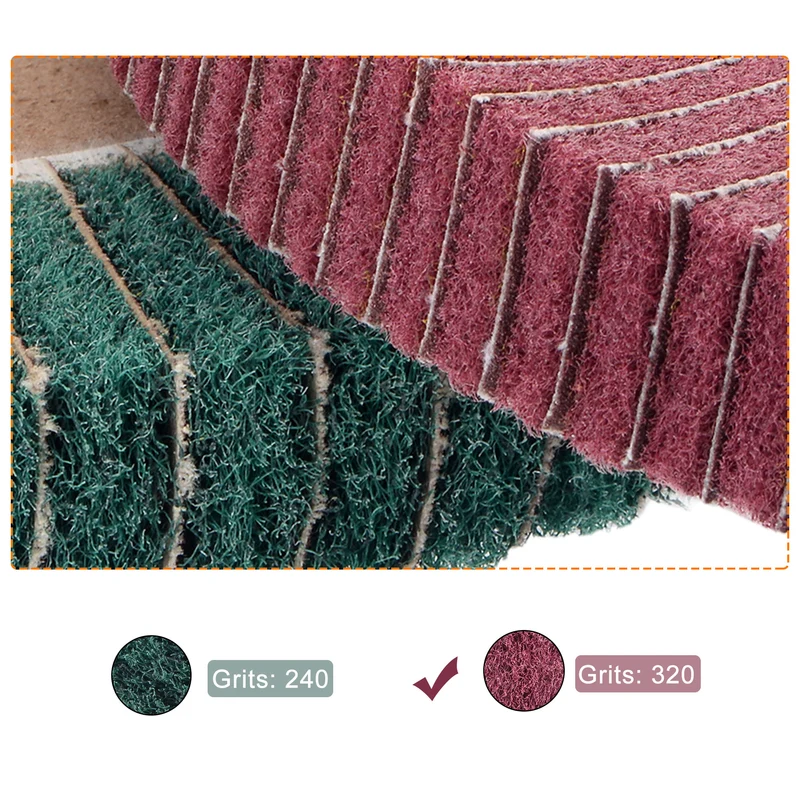 200mmx25mm 320 Grit Abrasive Cloth Nylon Wire Drawing Polishing Flap Wheel Red