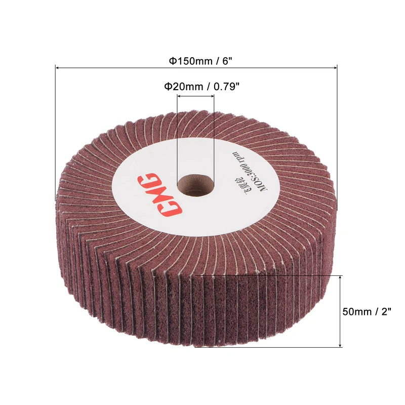 150mmx50mm 320 Grit Abrasive Cloth Nylon Wire Drawing Polishing Flap Wheel Red