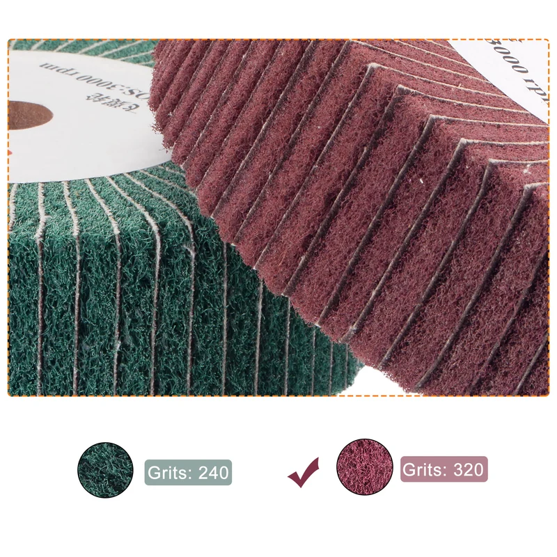 150mmx50mm 320 Grit Abrasive Cloth Nylon Wire Drawing Polishing Flap Wheel Red