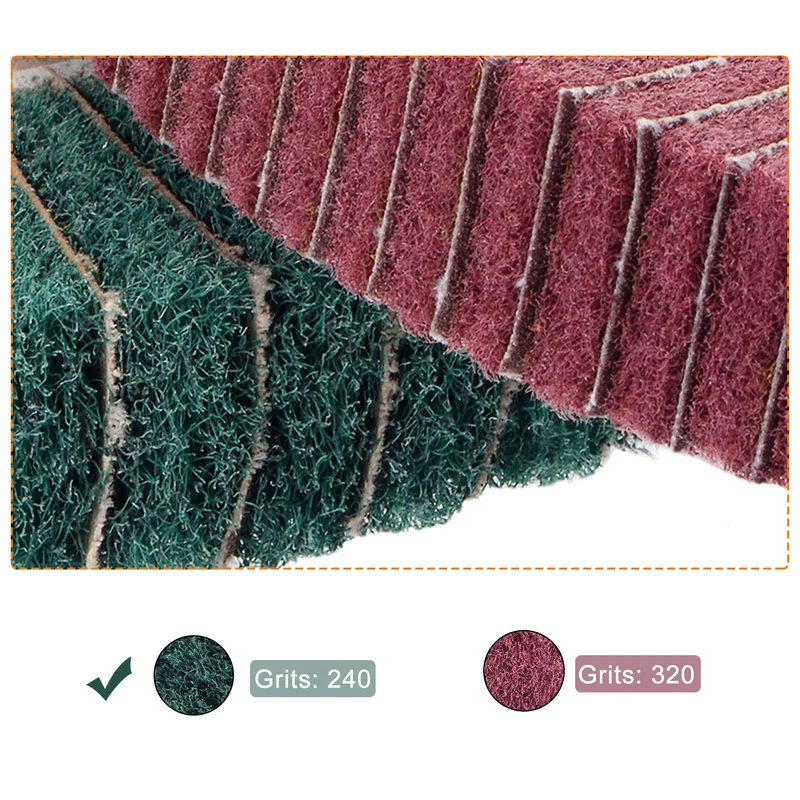 150mmx25mm 240 Grit Abrasive Cloth Nylon Wire Drawing Polishing Flap Wheel Green