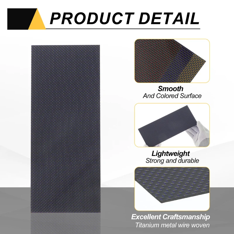 1 Pcs 3K Carbon Fiber Sheet 250x100x2mm Board with Blue Metallic Threads