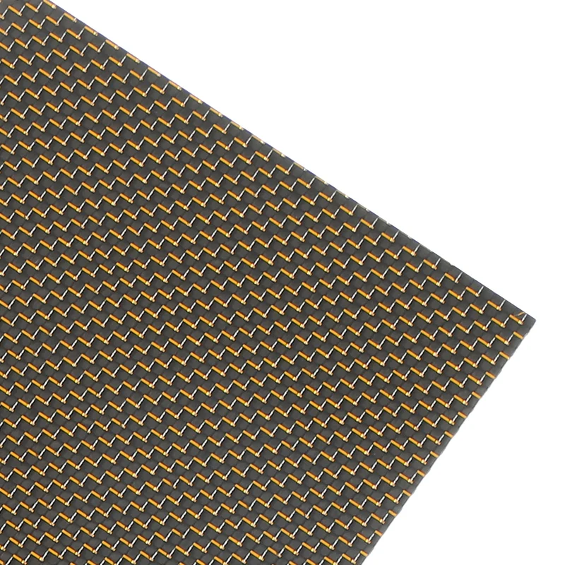 1 Pcs 3K Carbon Fiber Sheet 250x100x2mm Board with Gold Metallic Threads