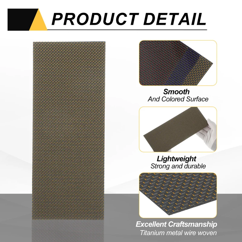 1 Pcs 3K Carbon Fiber Sheet 250x100x1mm Board with Gold Metallic Threads