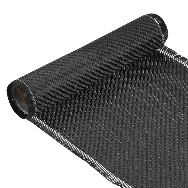 Carbon Fiber Fabric 9.84ft x 8" Sheet Roll 2x2 Twill Weave 3K 220g Black 2pcs
