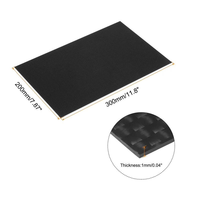 1 Pcs Carbon Fiber Sheet 200x300x1mm Glossy Surface Plain Weave Panel Sheet