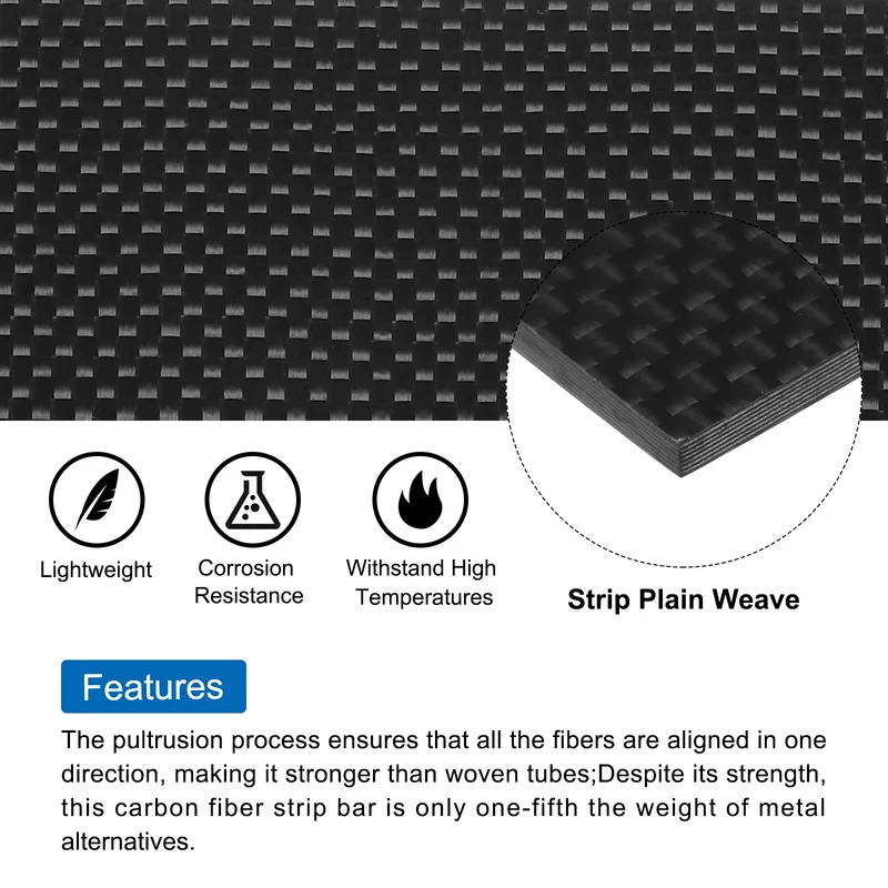 1 Pcs Carbon Fiber Sheet 250x100x2.5mm Glossy Surface Plain Weave Panel Sheet