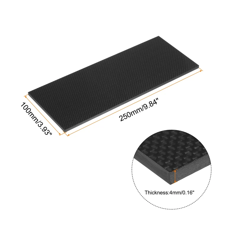1 Pcs Carbon Fiber Sheet 250x100x4mm Glossy Surface Plain Weave Panel Sheet