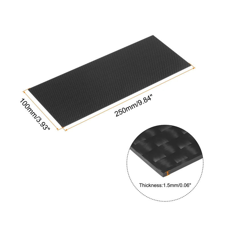 1 Pcs Carbon Fiber Sheet 250x100x1mm Glossy Surface Plain Weave Panel Sheet