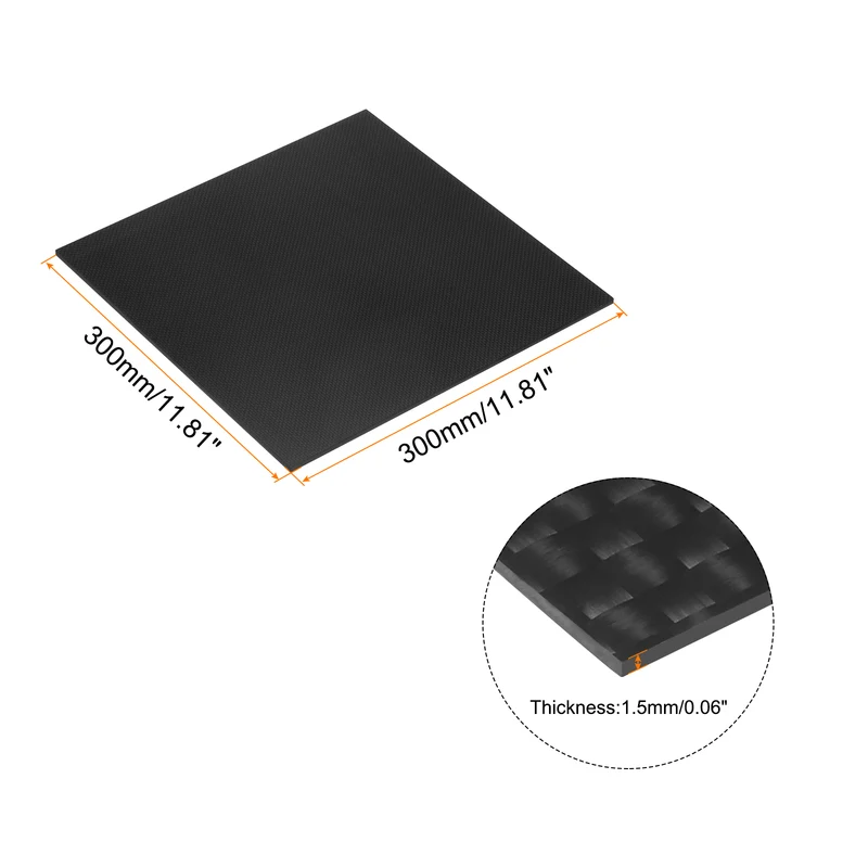 1 Pcs Carbon Fiber Sheet 300x300x1.5mm Glossy Surface Plain Weave Panel Sheet