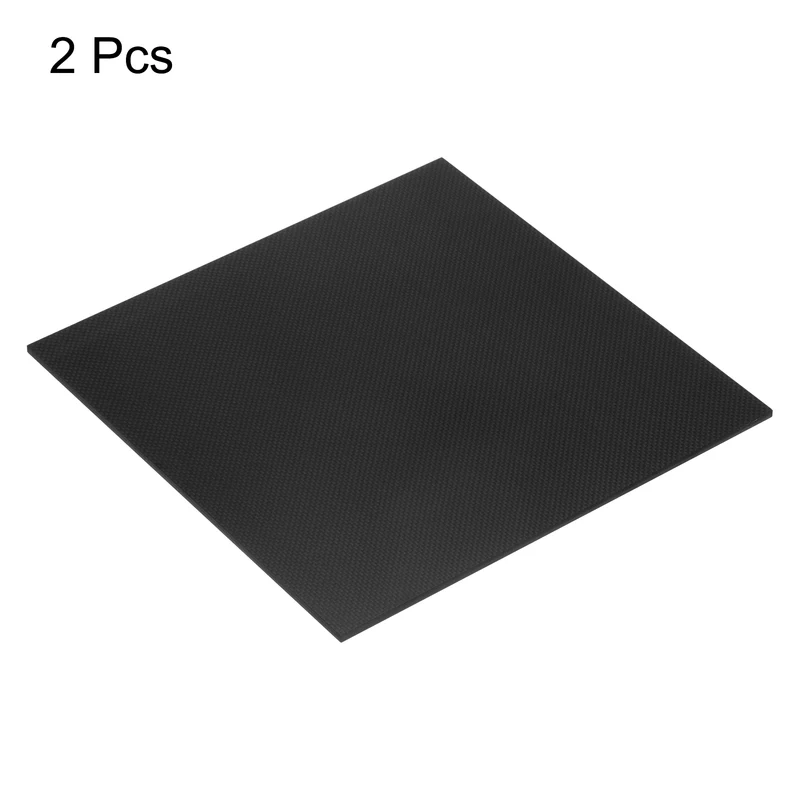 2 Pcs Carbon Fiber Sheet 300x300x0.5mm Glossy Surface Plain Weave Panel Sheet