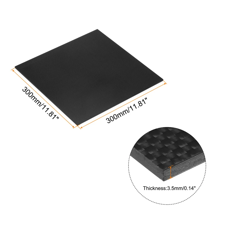 1 Pcs Carbon Fiber Sheet 300x300x3.5mm Glossy Surface Plain Weave Panel Sheet