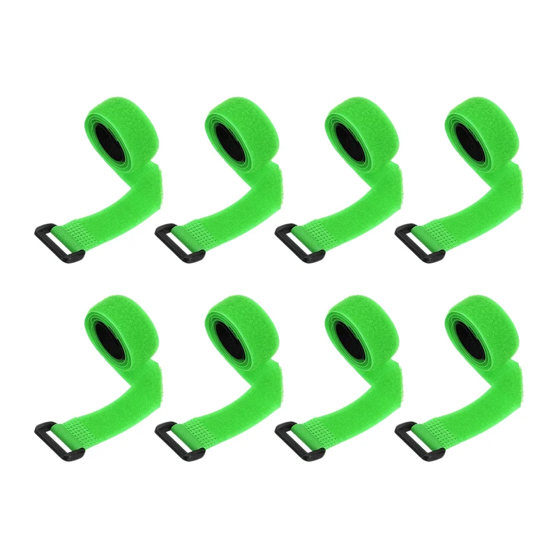 8Pcs 0.8"x19.7" Reusable Cinch Strap Hook and Loop Cable Securing Strap Green