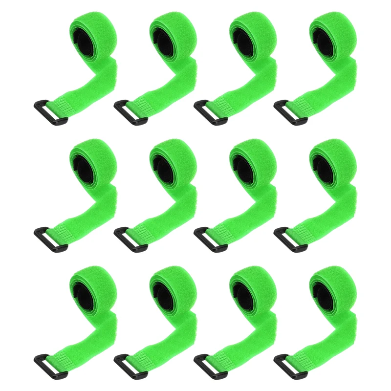 12Pcs 0.8"x17.7" Reusable Cinch Strap Hook and Loop Cable Securing Strap Green