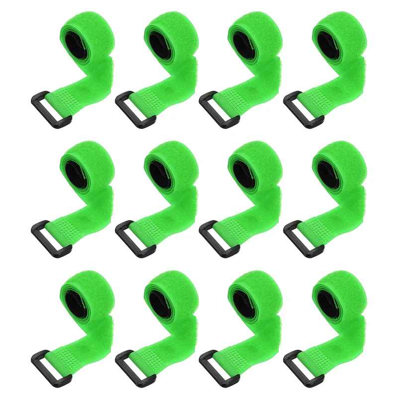 12Pcs 0.8"x15.7" Reusable Cinch Strap Hook and Loop Cable Securing Strap Green