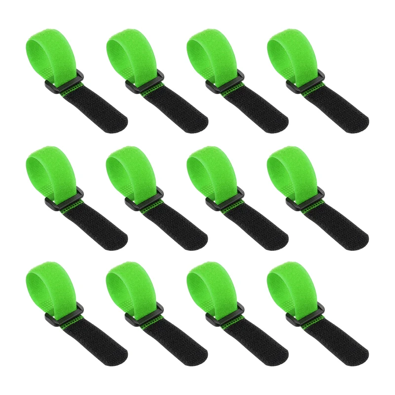 12Pcs 0.8"x6" Reusable Cinch Strap Hook and Loop Cable Securing Strap Green