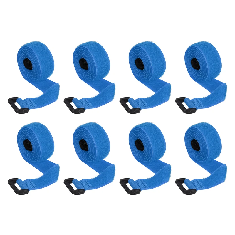 8Pcs 0.8"x35.4" Reusable Cinch Strap Hook and Loop Cable Securing Strap Blue