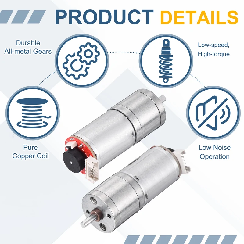 GA25-370 DC 24V Micro Geared Motor with Hall Encoder 25mm Shaft 1:21.3 Ratio