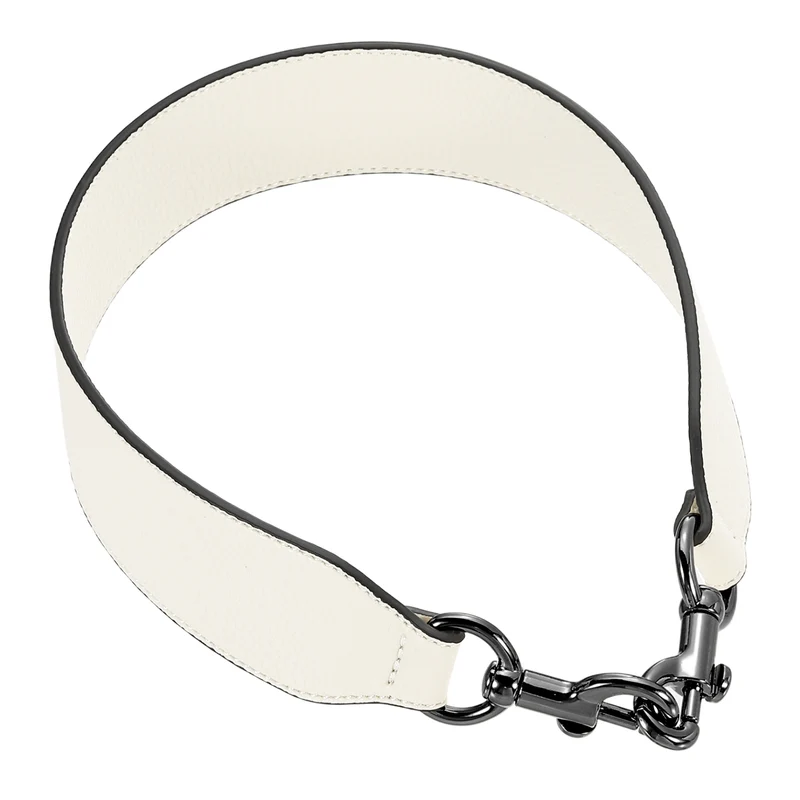 22.83" PU Leather Short Bag Strap with Clasp, Beige, Metallic Black Buckle