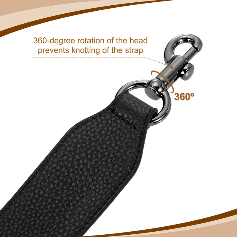 22.83" PU Leather Short Bag Strap with Clasp Black Metallic Black Buckle