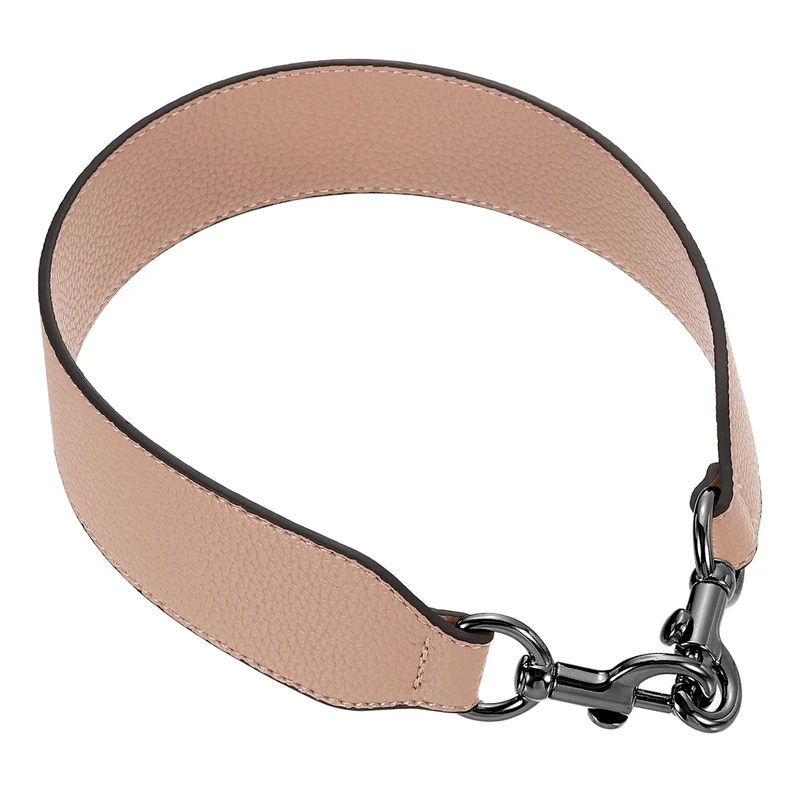 22.83" PU Leather Short Bag Strap with Clasp, Pink, Metallic Black Buckle
