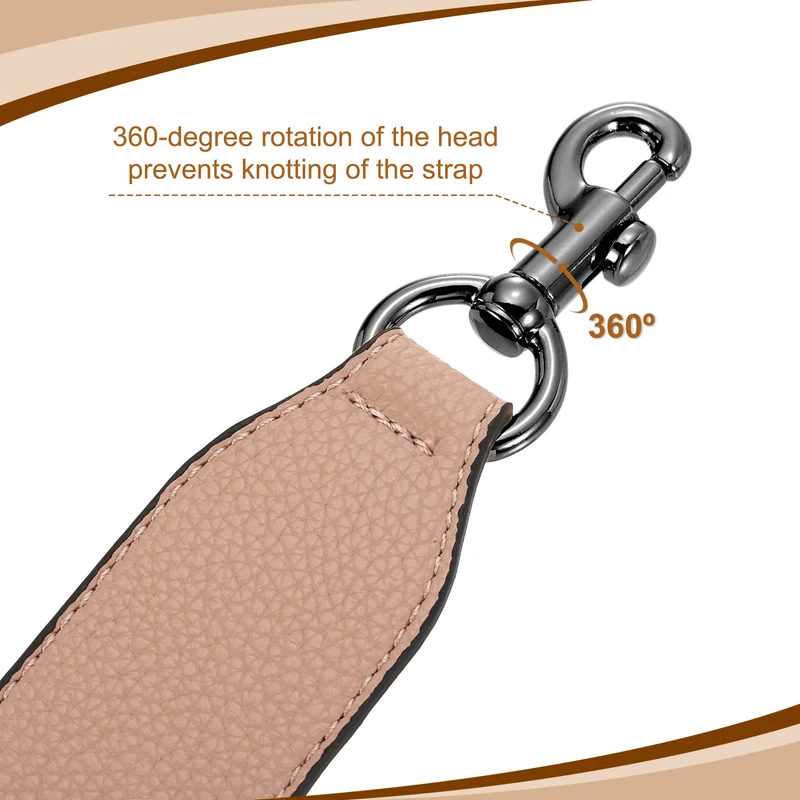 22.83" PU Leather Short Bag Strap with Clasp, Pink, Metallic Black Buckle