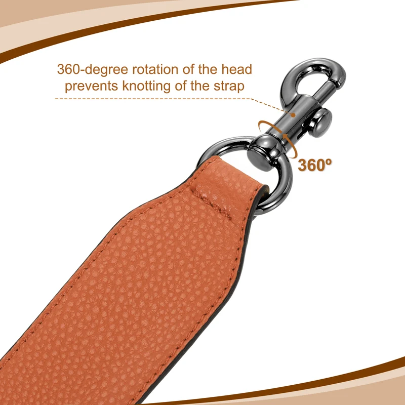 22.83" PU Leather Short Bag Strap with Clasp, Orange, Metallic Black Buckle