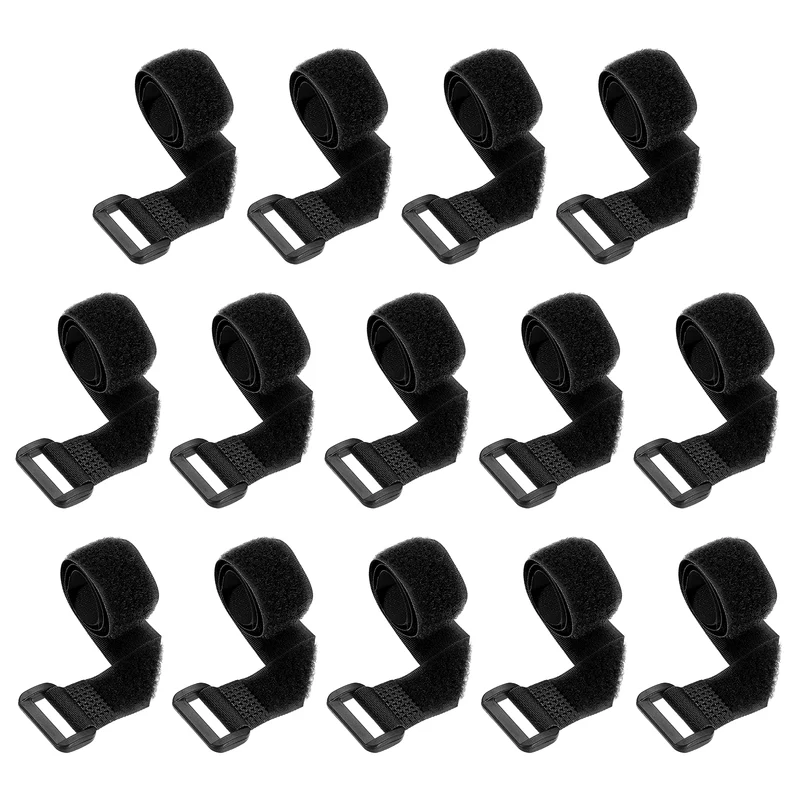 14pcs Reusable Cinch Strap 1.1"x12" Hook and Loop Cable Securing Strap Black