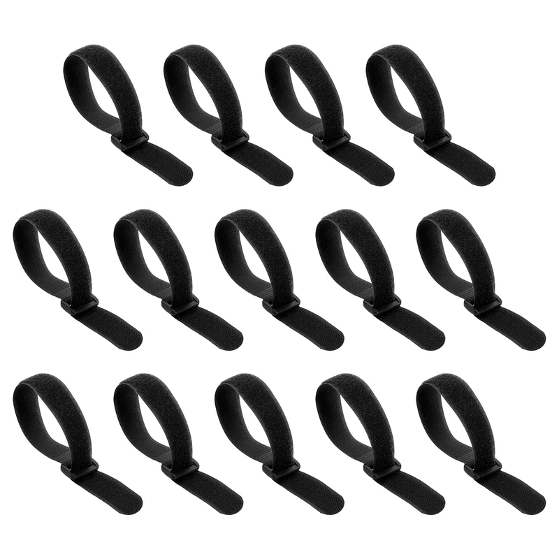 14pcs Reusable Cinch Strap 1.1"x10" Hook and Loop Cable Securing Strap Black