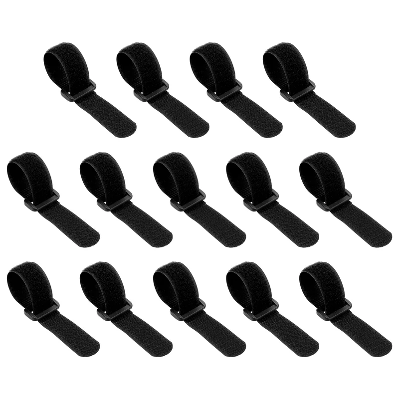 14pcs Reusable Cinch Strap 1.1"x6.3" Hook and Loop Cable Securing Strap Black