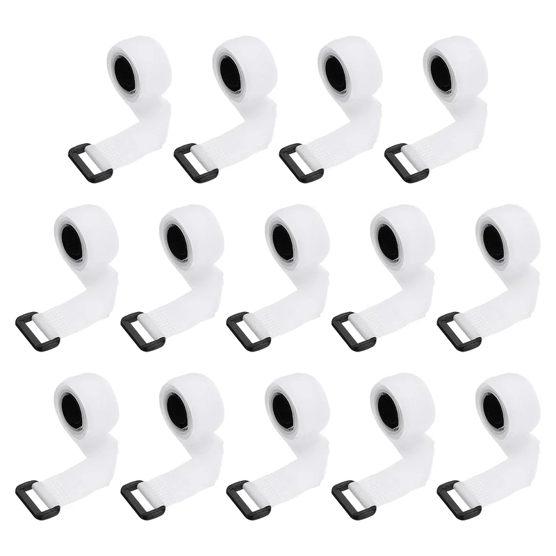 14pcs Reusable Cinch Strap 1.1"x20" Hook and Loop Cable Securing Strap White