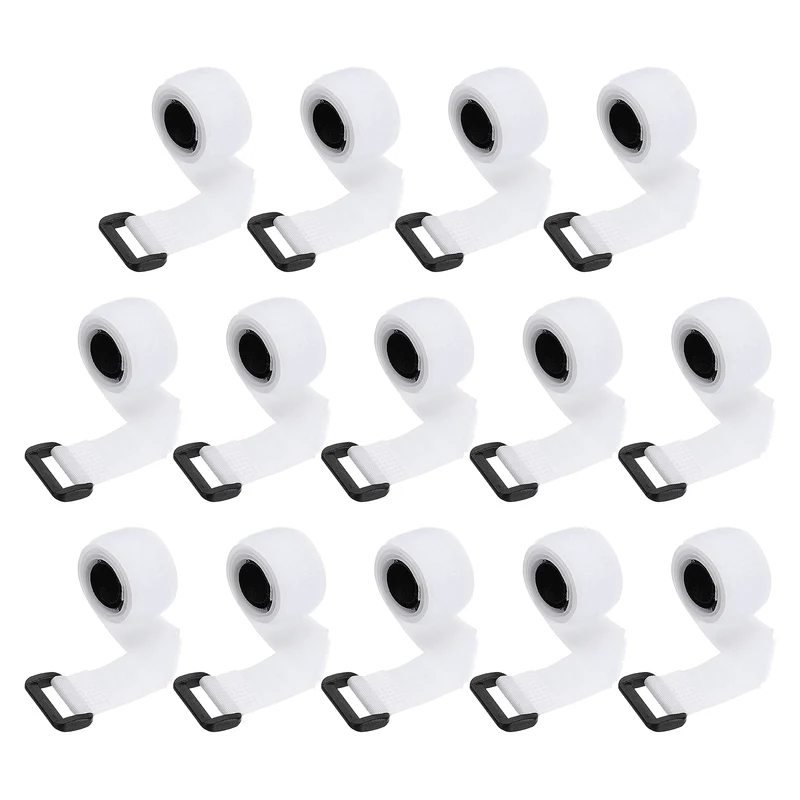 14pcs Reusable Cinch Strap 1.1"x17.7" Hook and Loop Cable Securing Strap White