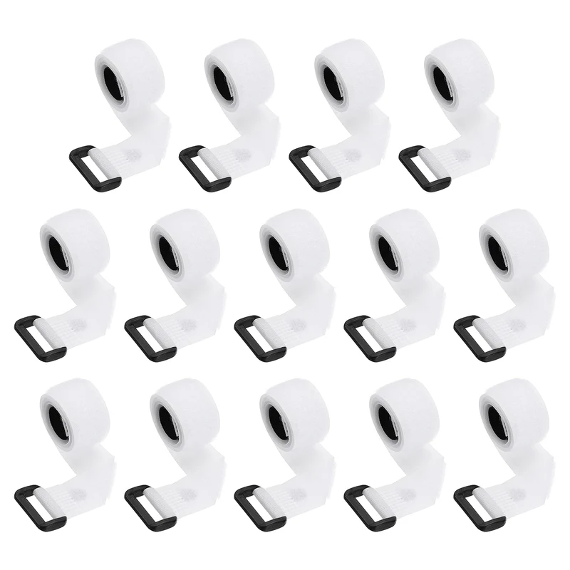 14pcs Reusable Cinch Strap 1.1"x16" Hook and Loop Cable Securing Strap White