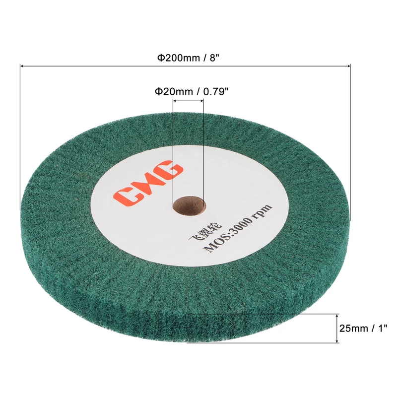 200mmx25mm 240 Grit Non-Woven Nylon Wire Drawing Abrasive Polishing Flap Wheel